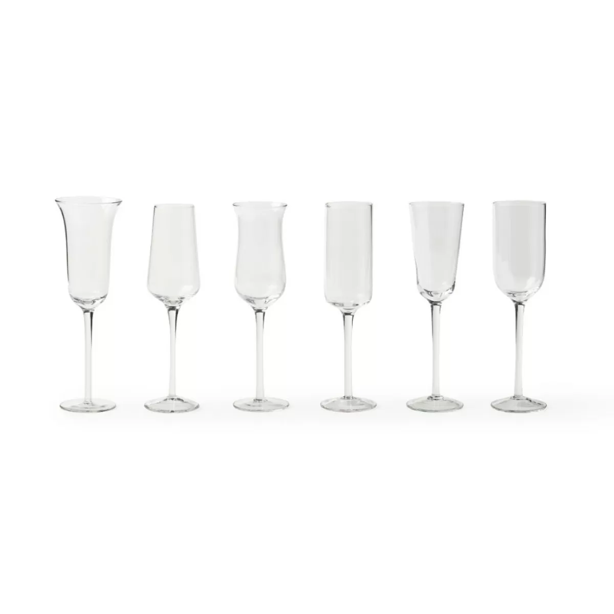 Bitossi Home Clear Set Of 6 Mixed Shapes Flutes Best