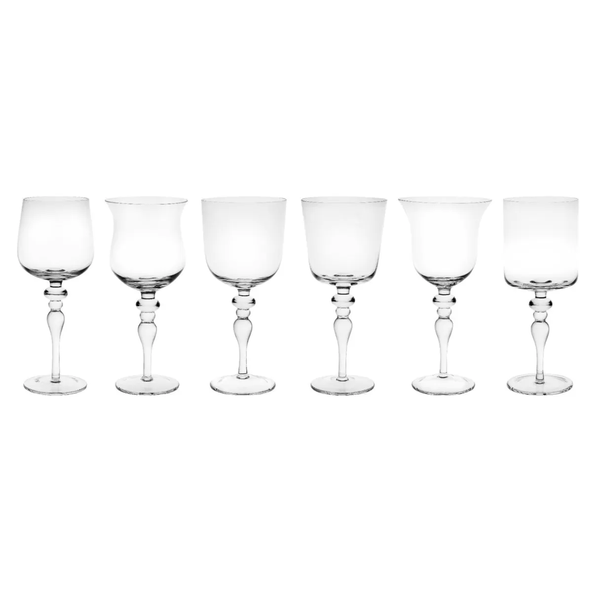 Bitossi Home Set 6 Goblets Adorned Stems Mixed Shapes Online