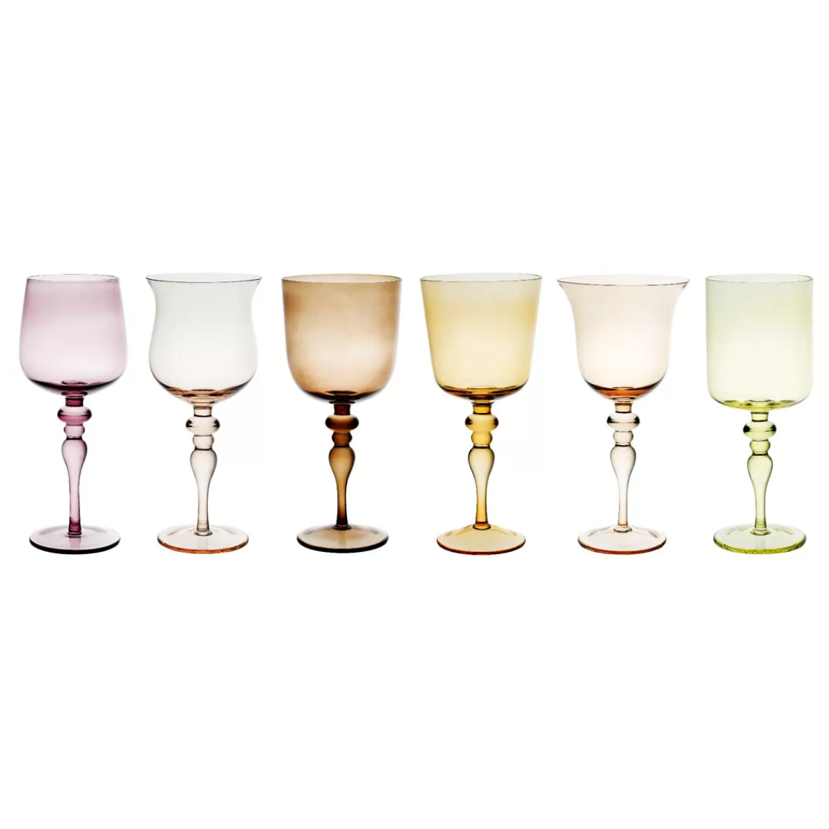 Bitossi Home Set 6 Goblets Adorned Stems Mixed Shapes Online