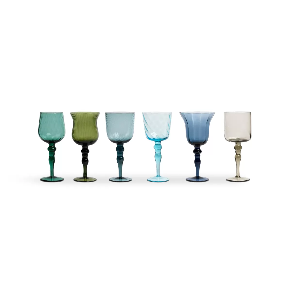 Bitossi Home Set 6 Goblets Texture Blue/Green Nuances Shop